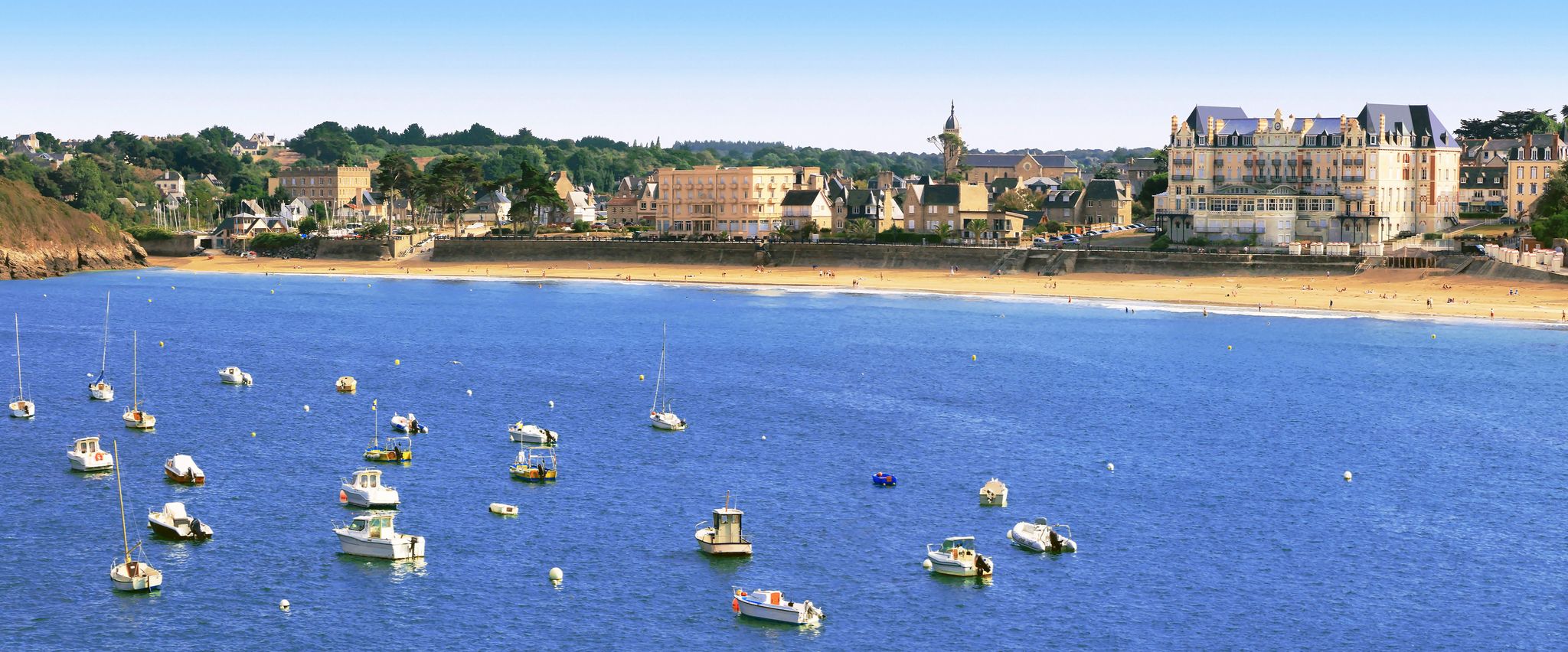 photo of a beautiful view of bay of Saint Lunaire on the Brittany coast near Dinard. France.