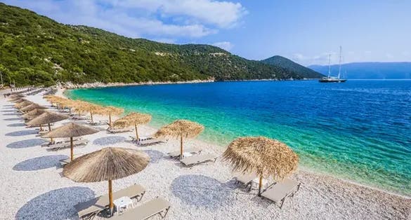 photo of  view of Antisamos beach,Sami Municipality Greece.