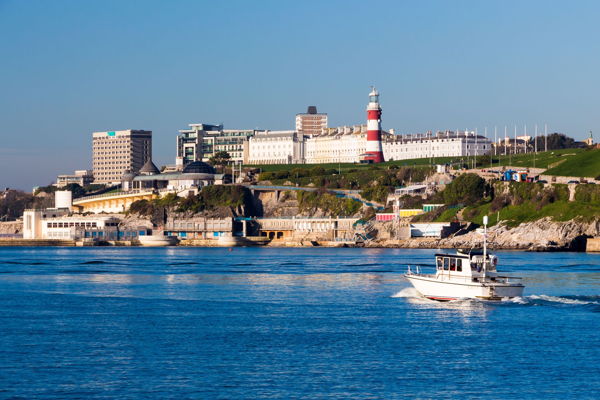 Photo of views accross to Plymouth Hoe from Mount Batten, UK.