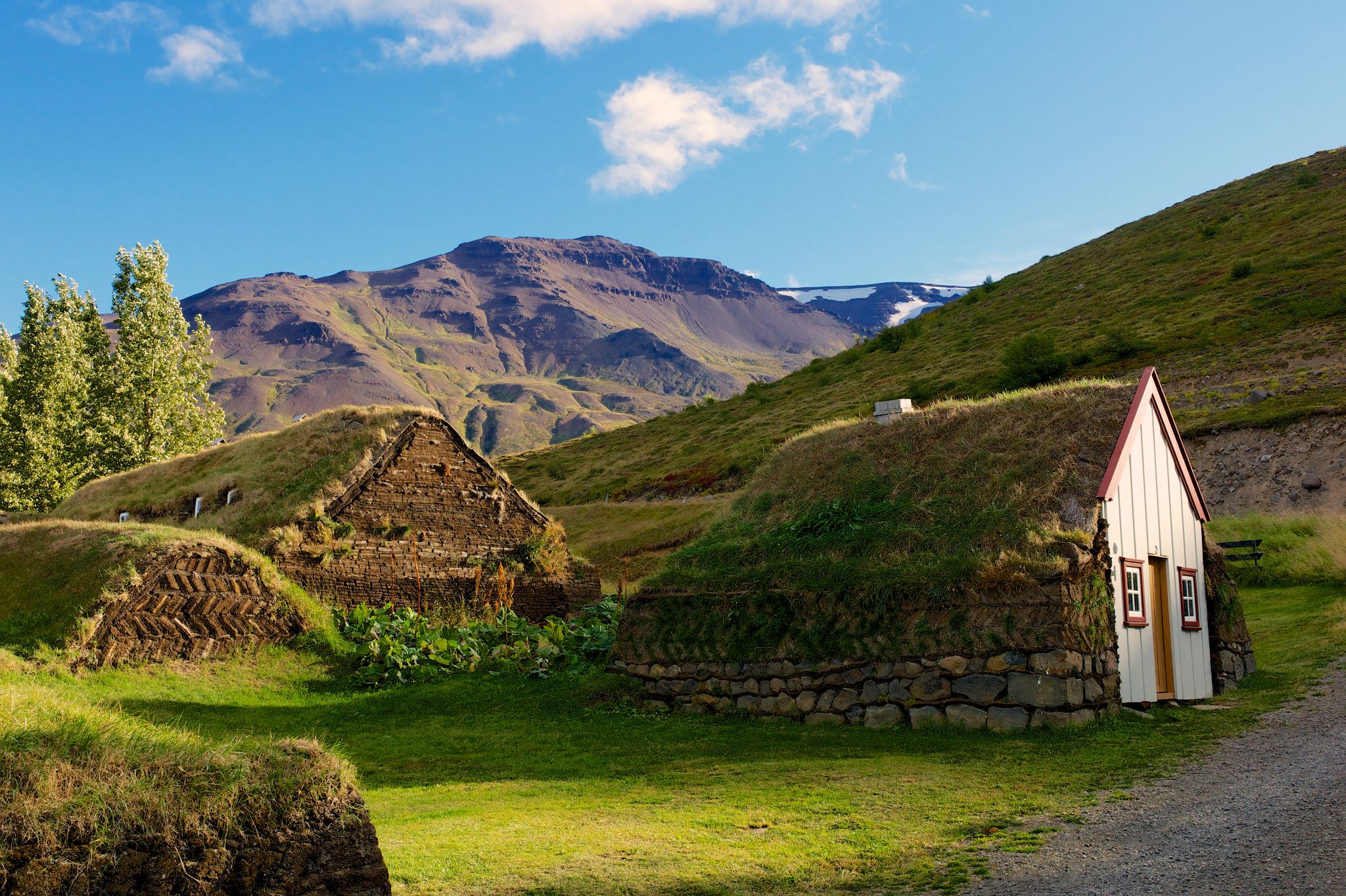 PHOTO OF Old traditional Icelandic farm with mossy roofs at Laufas.