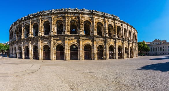 Photo of Roman amphitheater in Nimes, France.