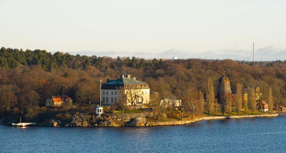 photo of Stockholm waterfront, pale winter light over Prince Eugens Waldemarsudde , Waldemarsudde, Sweden.