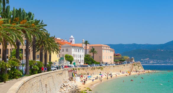 Ajaccio, Corsica, France. Coastal cityscape panorama