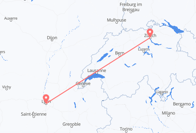 Lyon nach Zürich