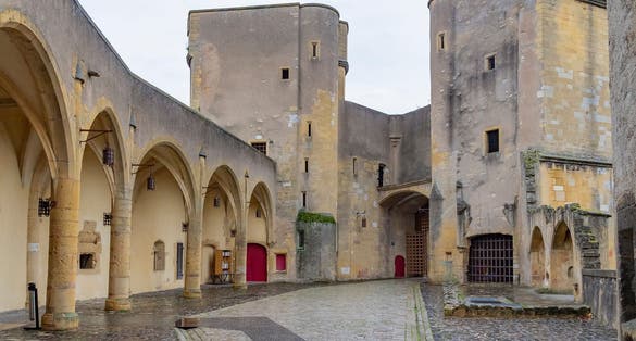 photo of scenery inside the bridge castle and city gate named Germans Gate in Metz, a city in the Lorraine region in France.