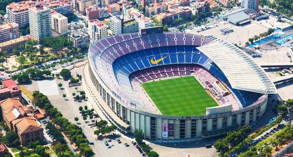 Photo of aerial view of Camp Nou ,stadium of FC Barcelona, Spain.