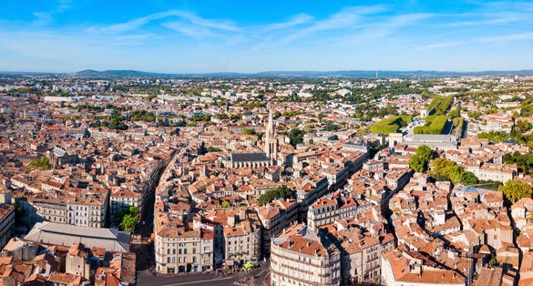 Photo of Montpellier aerial panoramic view, France.