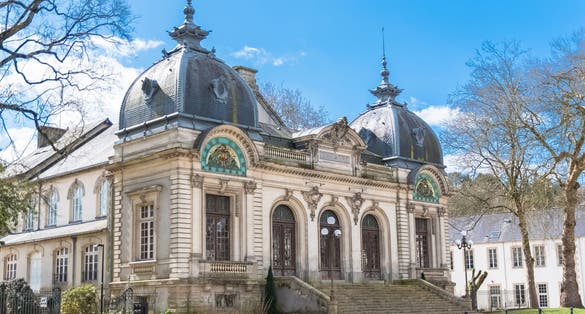 Photo of Quimper in Brittany, old public theater Quimper, France.