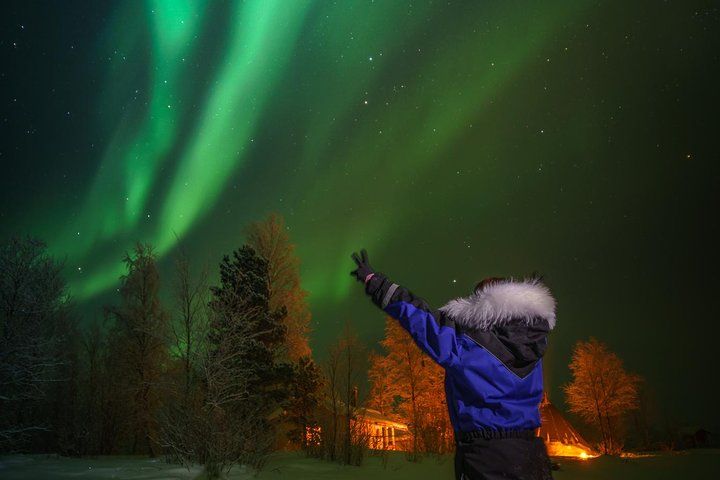 From Saariselkä: Northern lights tour to Lake Inari, incl. dinner