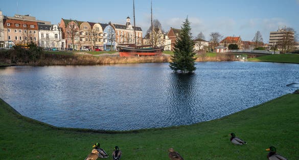Photo of Cuxhaven old harbor town lake Cuxhaven, Germany.