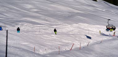 Photo of beautiful autumn view of Lauterbrunnen valley with gorgeous Staubbach waterfall and Swiss Alps at sunset time, Switzerland.