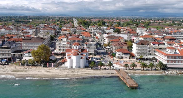 Photo of aerial view of Katerini with beach, Greece.
