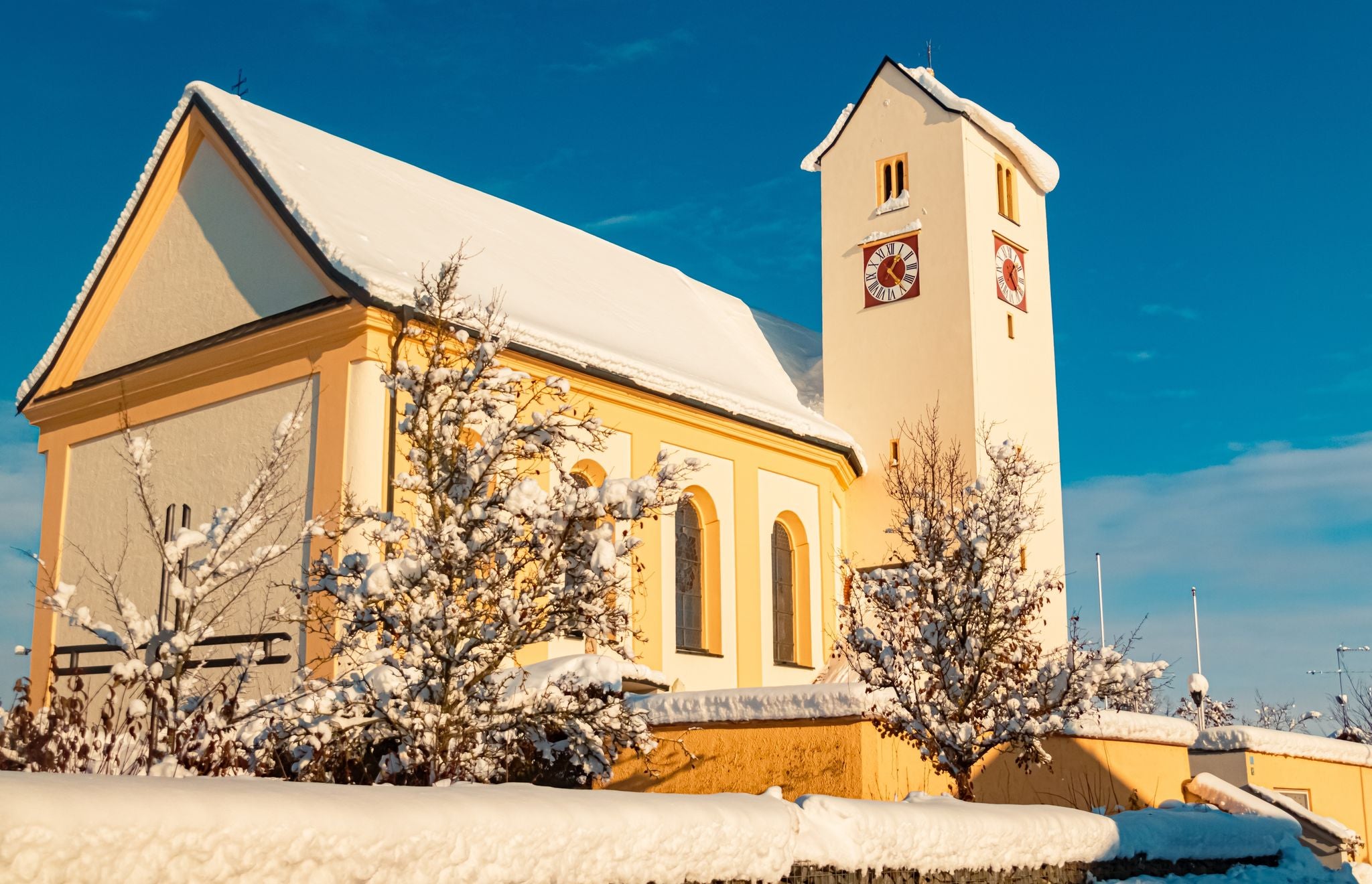 Photo of Church on a sunny winter day at Aholming, Deggendorf, Bavaria, Germany