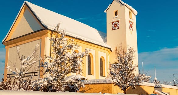 Photo of Church on a sunny winter day at Aholming, Deggendorf, Bavaria, Germany