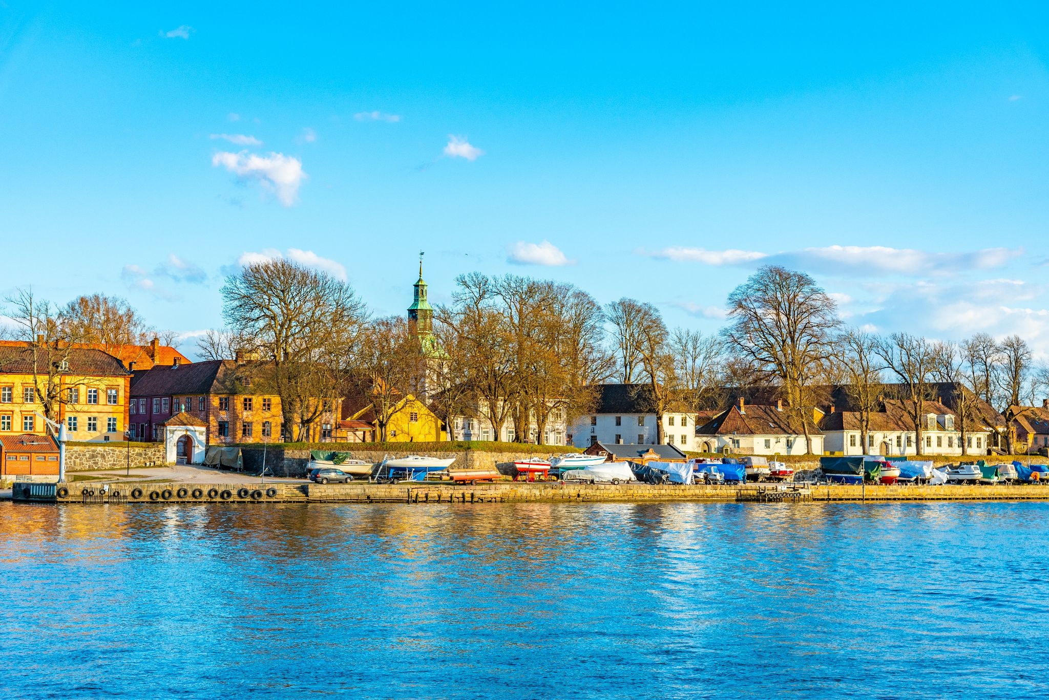 Old town of Fredrikstad viewed across river Glomma, Norway