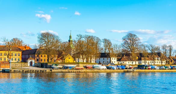 Old town of Fredrikstad viewed across river Glomma, Norway