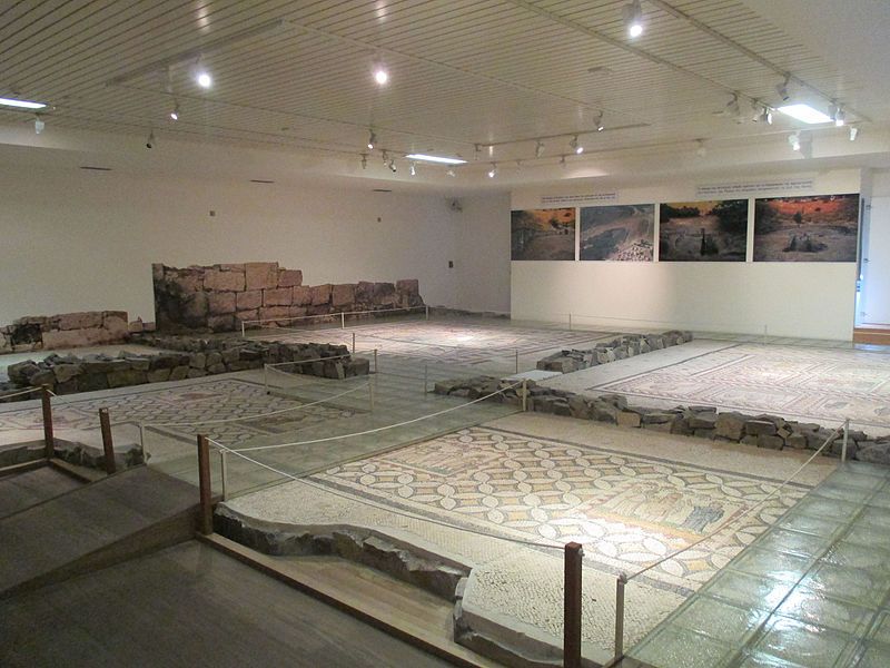 photo of view Archaeological Museum of Mytilene, mosaics from the House of Menander, Mytilene, Greece.
