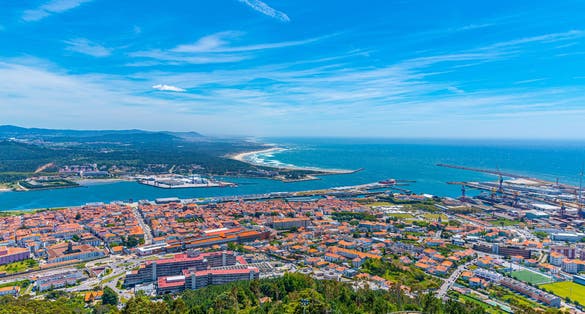 Aerial view on the center of Viana do Castelo, a famous city in the Northern part of Portugal