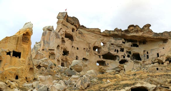 photo of Derinkuyu underground city tunnels in Cappadocia, Turkey. the largest excavated underground city in Turkey.