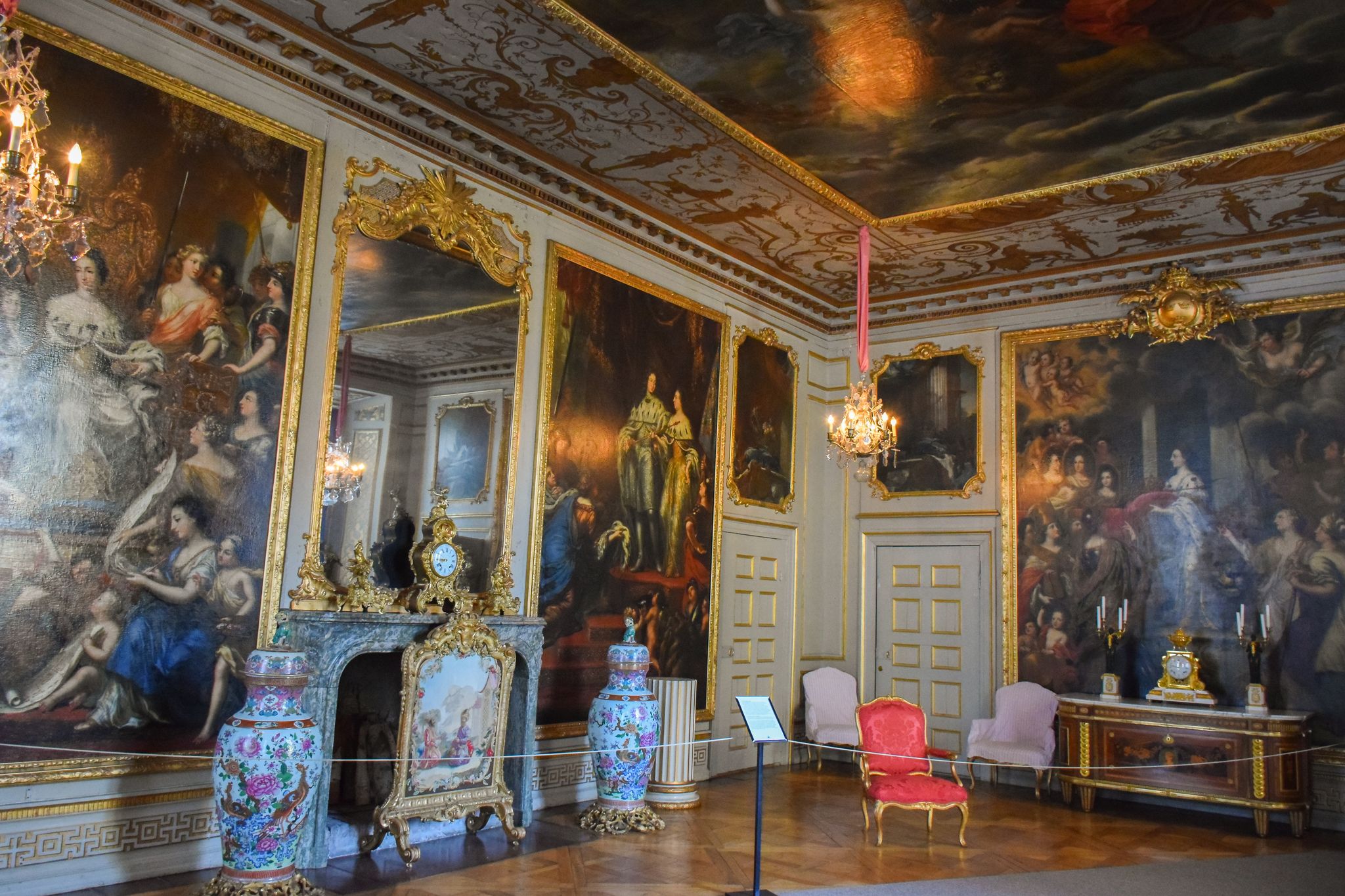 Photo of the interior of Drottningholm palace in Stockholm, Sweden.