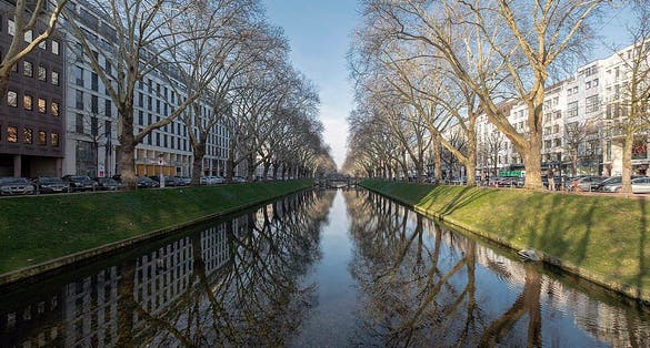 photo of view of Königsallee, Düsseldorf, Germany.