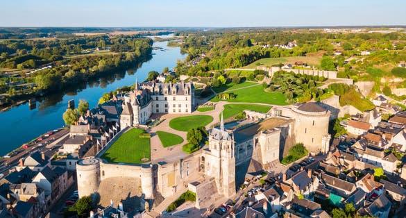 photo of aerial panoramic view of Château d'Amboise in Amboise, Loire valley, France.