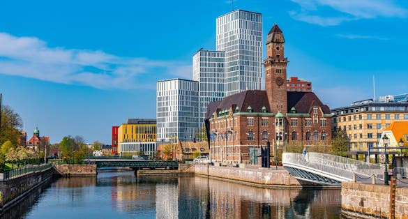 Skyline of Malmo dominated in Sweden