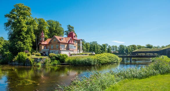 Photo of old built house around Kuressaare castle on the Estonian island of Saaremaa.