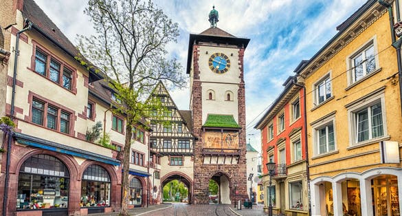 photo of view Schwabentor - historical city gate in Freiburg im Breisgau, Baden-Wurttemberg, Germany,Freiburg im Breisgau Germany.