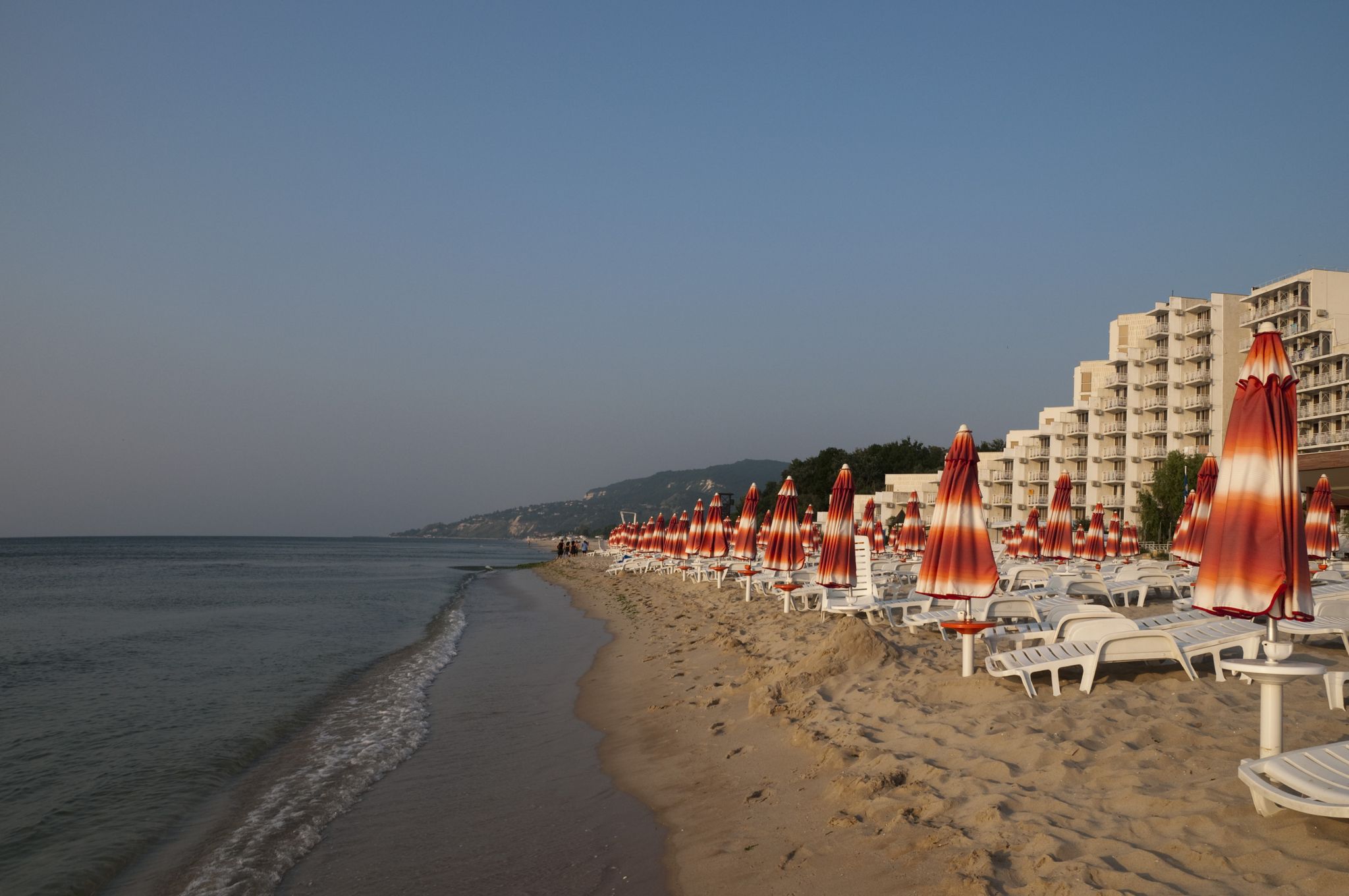 photo of view of albena beach daybreak Bulgaria,Obrochishte Bulgaria.