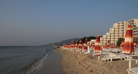 photo of view of albena beach daybreak Bulgaria,Obrochishte Bulgaria.