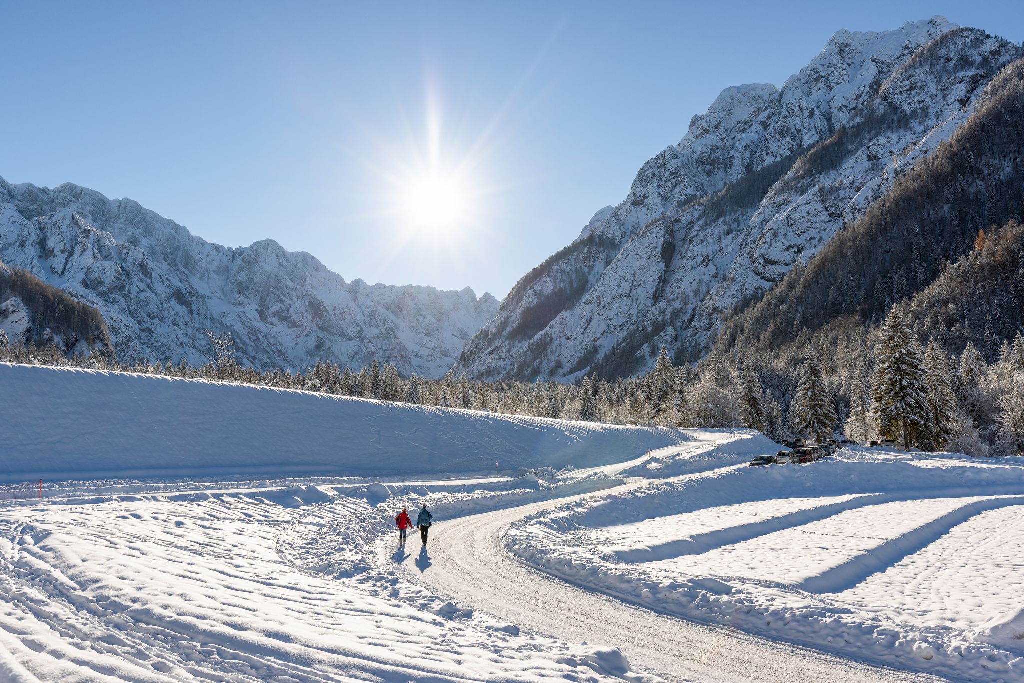 Ski Jump in Planica near Kranjska Gora Slovenia covered in snow at winter time.