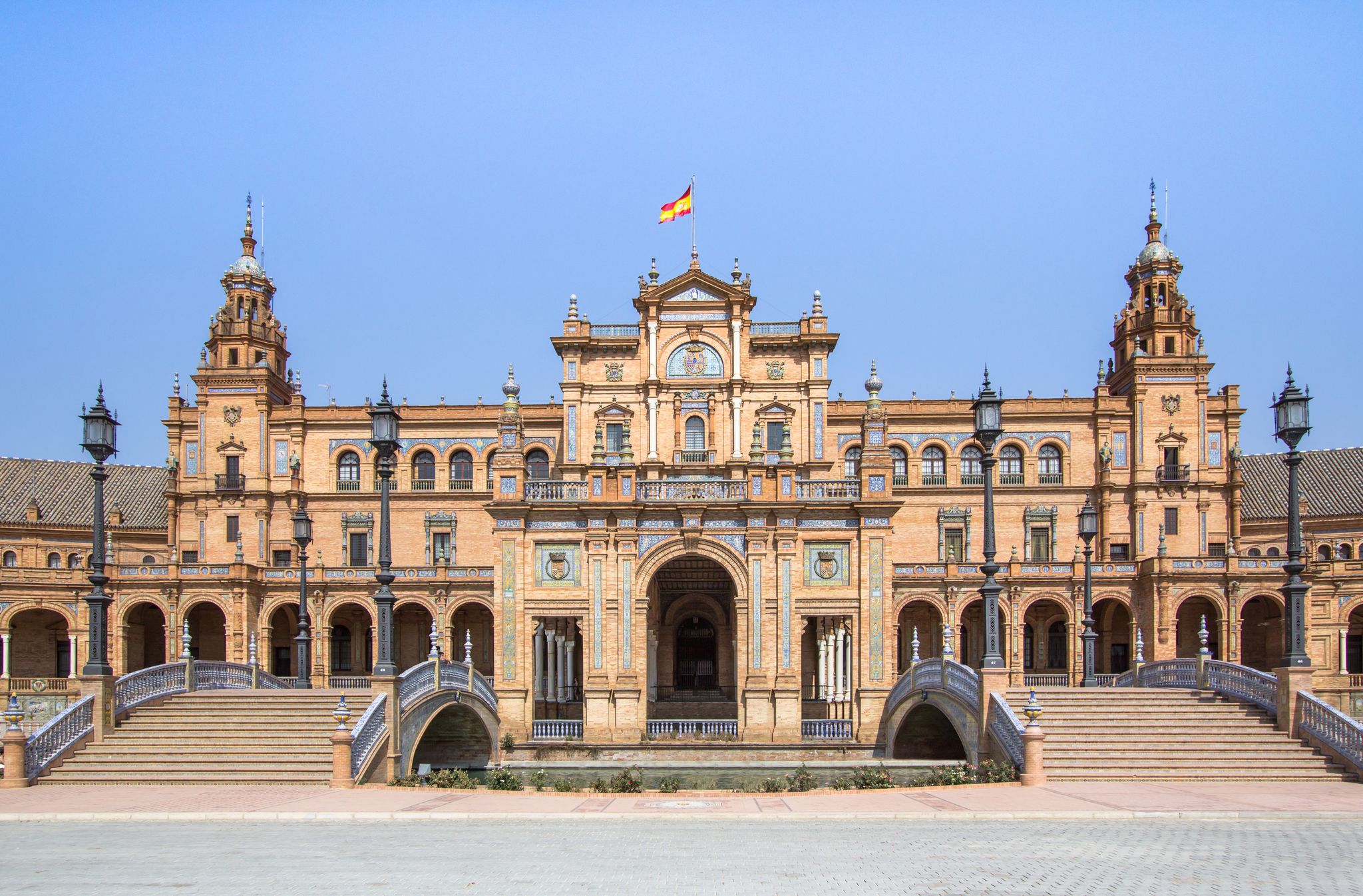 Photo of bridges on the central square of Seville Plaza de España, Andalucia, Spain.