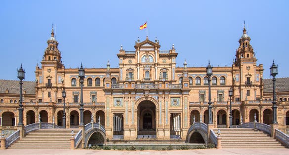 Photo of bridges on the central square of Seville Plaza de España, Andalucia, Spain.