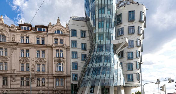 Photo of Dancing House of Prague, (called Ginger and Fred) in New Town in Prague, Czech Republic.