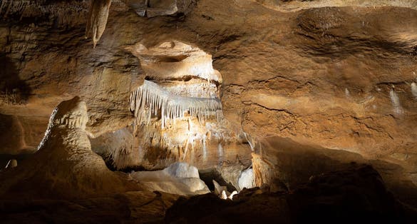 Photo of natural rock formations in Koneprusy Caves, Central Bohemian Region, Czech Republic.