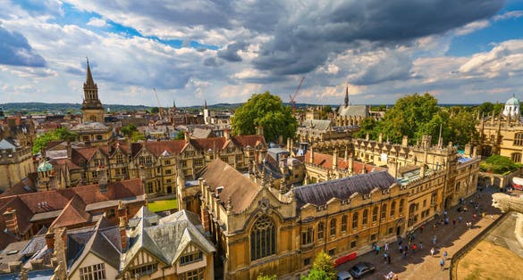 photo of view of  Aerial panorama of Oxford city in England.