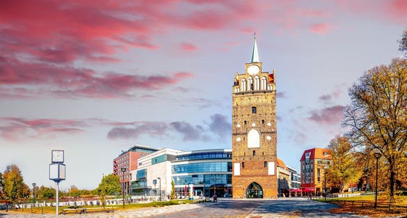 photo of Kroepeliner Tor - medieval city gate. Rostock, Mecklenburg-Western Pomerania, Germany.