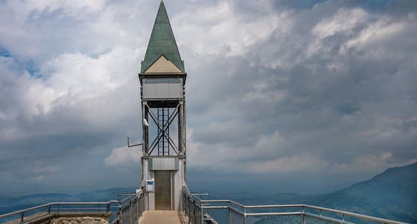 photo of close shot of Hammetschwand Elevator near Luzern at Burgenstock luxury resort. Switzerland.