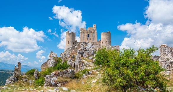 The Castle of Rocca Calascio is a mountaintop fortress or rocca in the municipality of Calascio, in the Province of L'Aquila, Abruzzo, Italy.