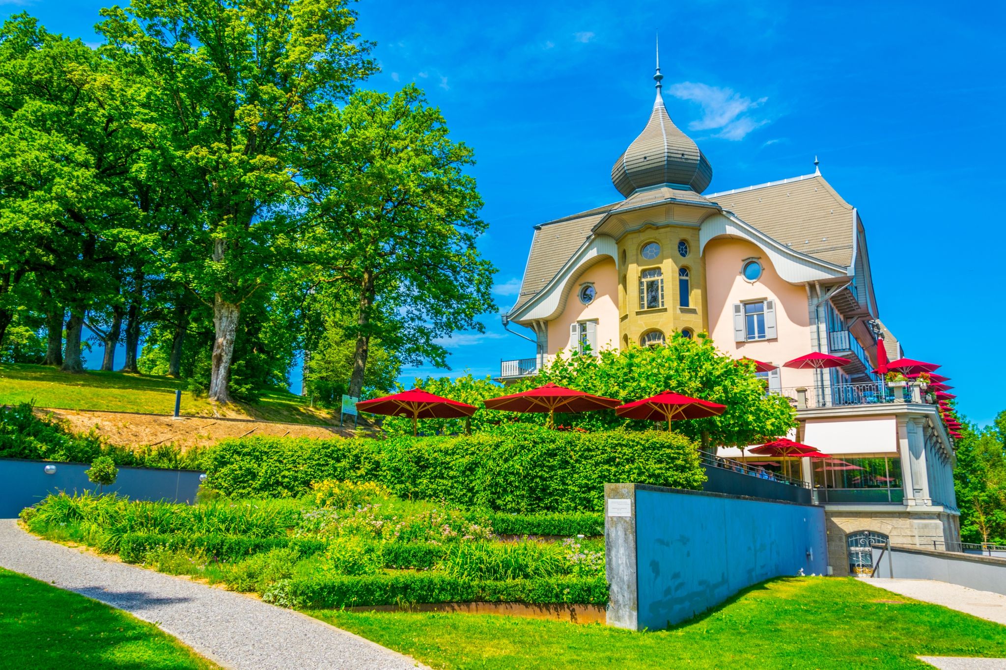 photo of a restaurant on top of Gurten hill near Bern, Switzerland.