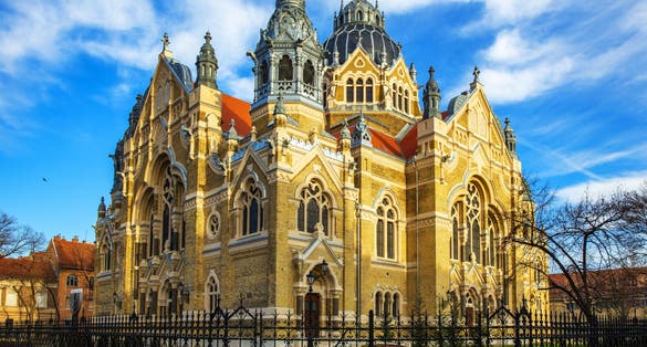 photo of view of Exterior of jewish Szeged synagogue in Szeged city, Hungary.