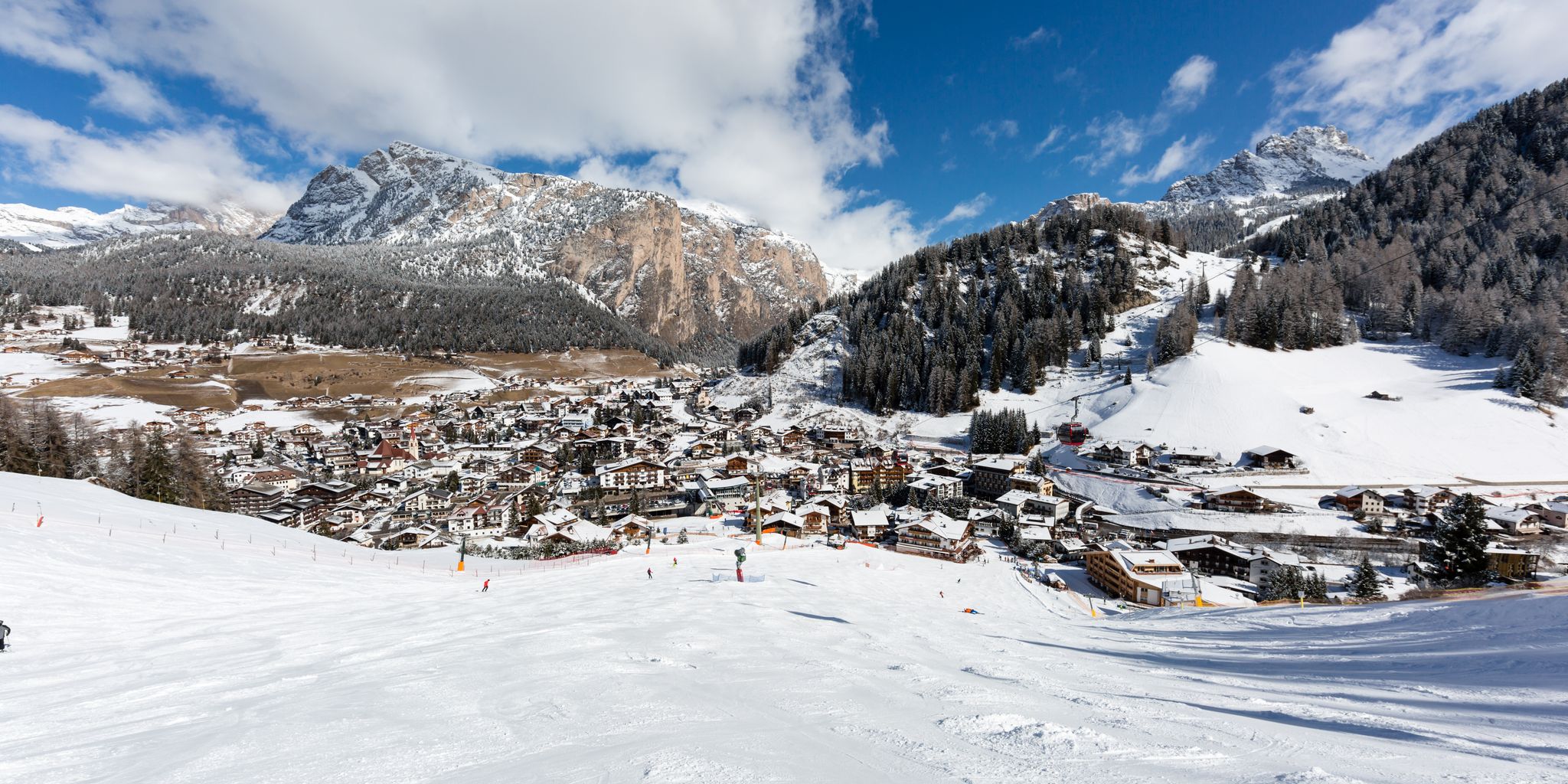 photo of panoramic view of Val Gardena in Italy.