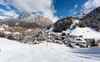 photo of panoramic view of Val Gardena in Italy.