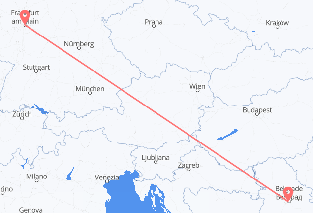 Belgrade to Frankfurt