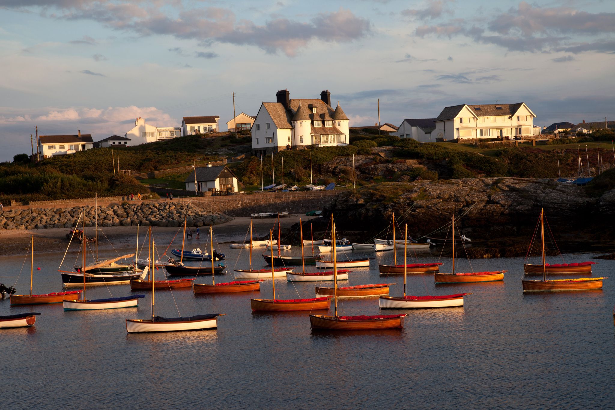 Sunset at Porth Diana Trearddur bay Isle of Anglesey North Wales.