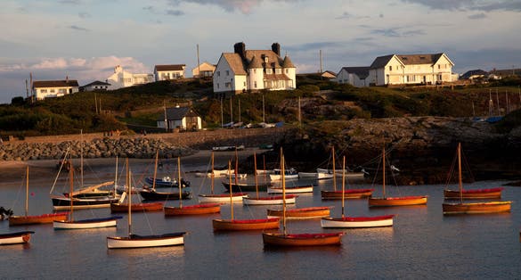 Sunset at Porth Diana Trearddur bay Isle of Anglesey North Wales.