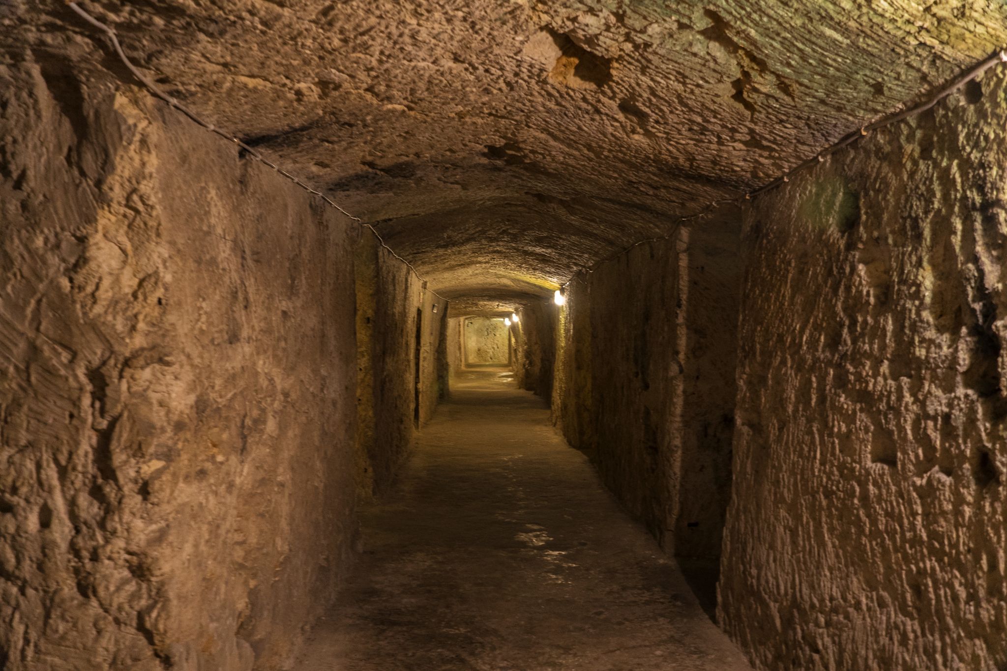Photo of corridors inside St. Paul's Catacombs in Rabat, Malta.