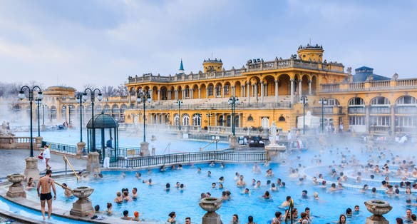 Szechenyi Baths in Budapest, Hungary.