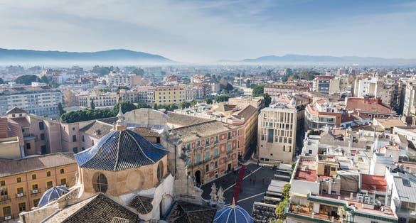 Photo of panoramic view from Cathedral Church of Saint Mary in Murcia, Spain.
